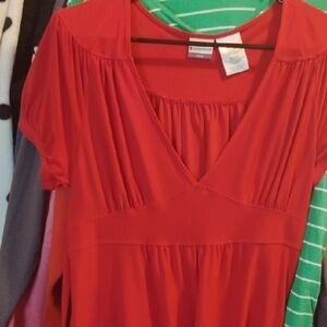 Women's Red V-Neck Top